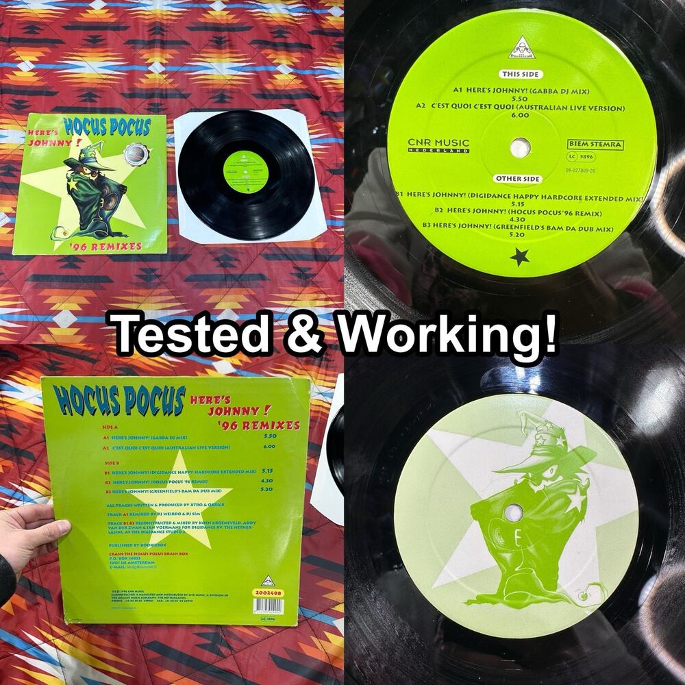 Hocus Pocus - Here’s Johnny! (‘96 Remixes) 12” Vinyl Earprotector Records Tested